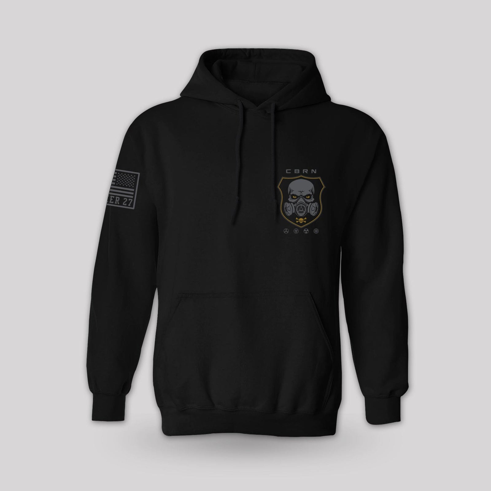 CBRN pullover hoodie, front view
