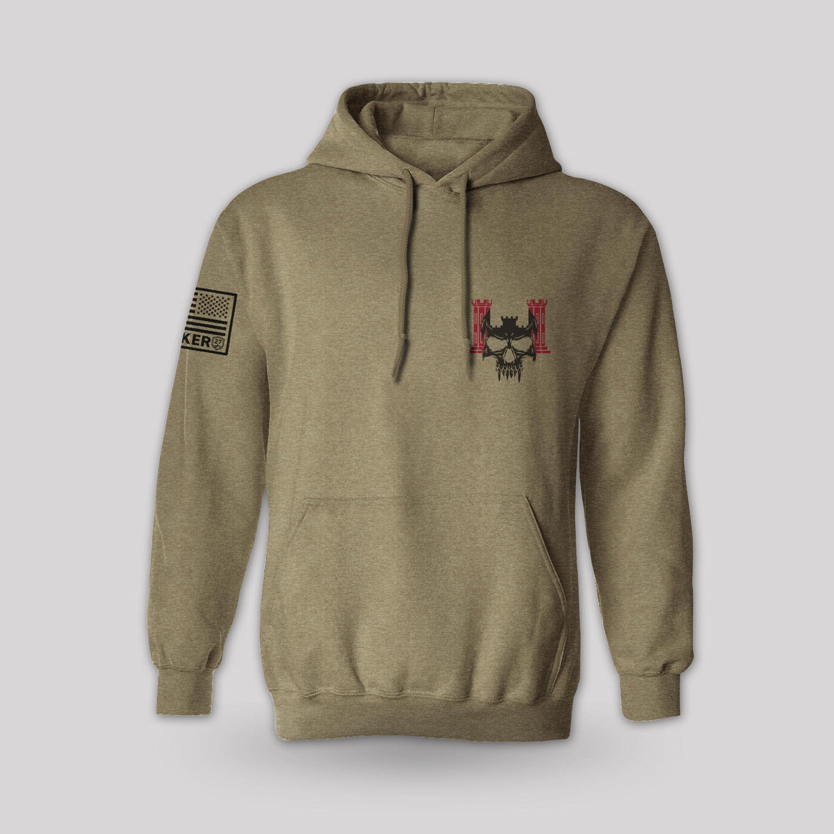 Engineers Hoodie - Army pullover hoodie, front view, view 3