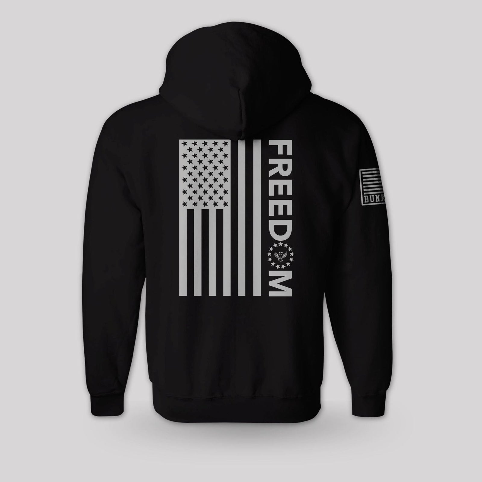 Freedom Flag pullover hoodie, back design