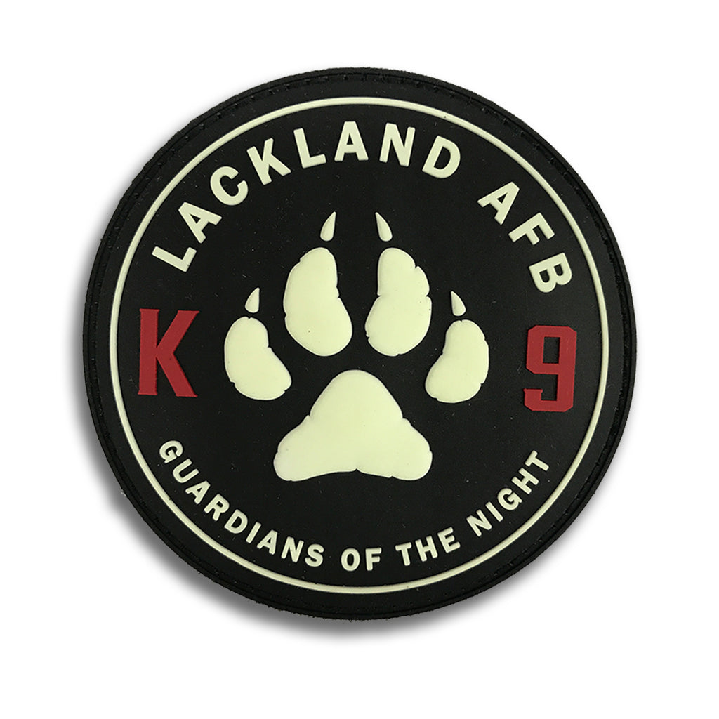 K9 Lackland AFB Paw Glow in Dark 4&quot; PVC Patch, Bunker 27