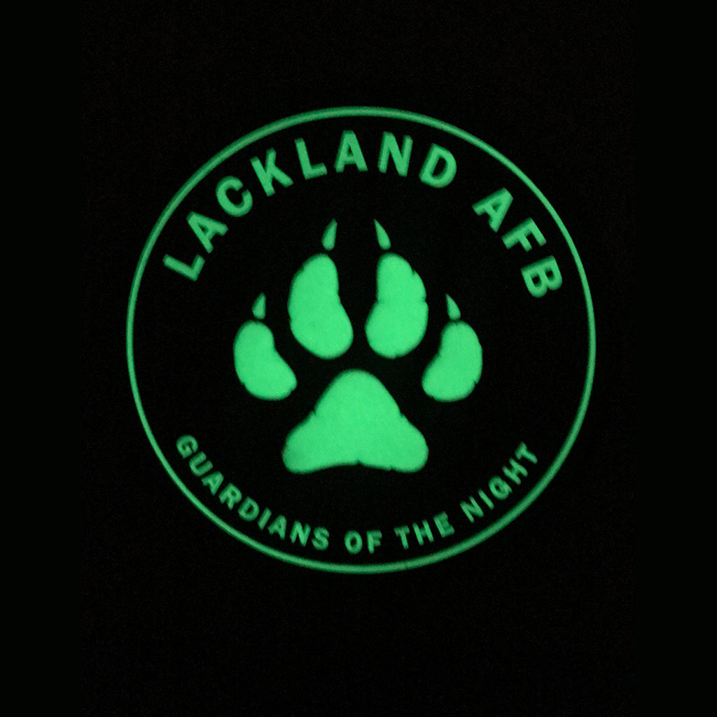 K9 Lackland AFB Paw Glow in Dark 4" PVC Patch, Bunker 27