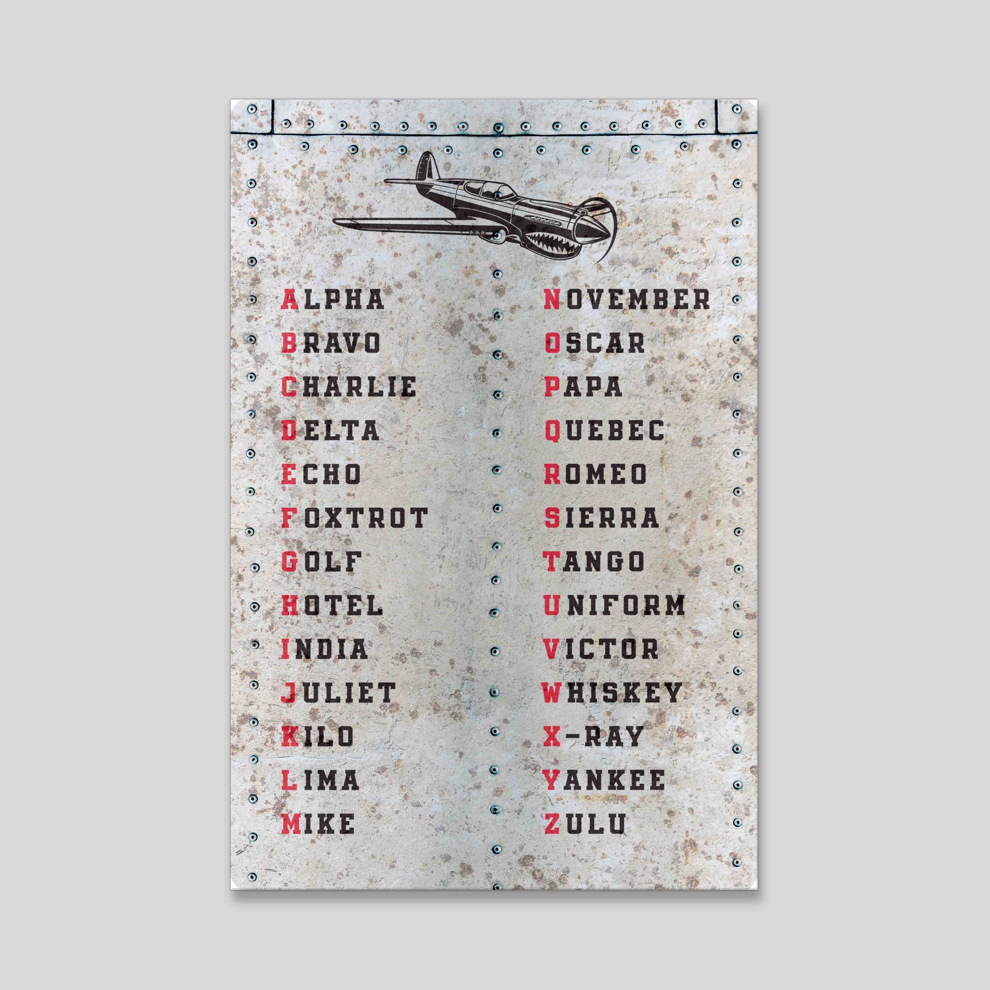 Phonetic Alphabet - Metal Sign