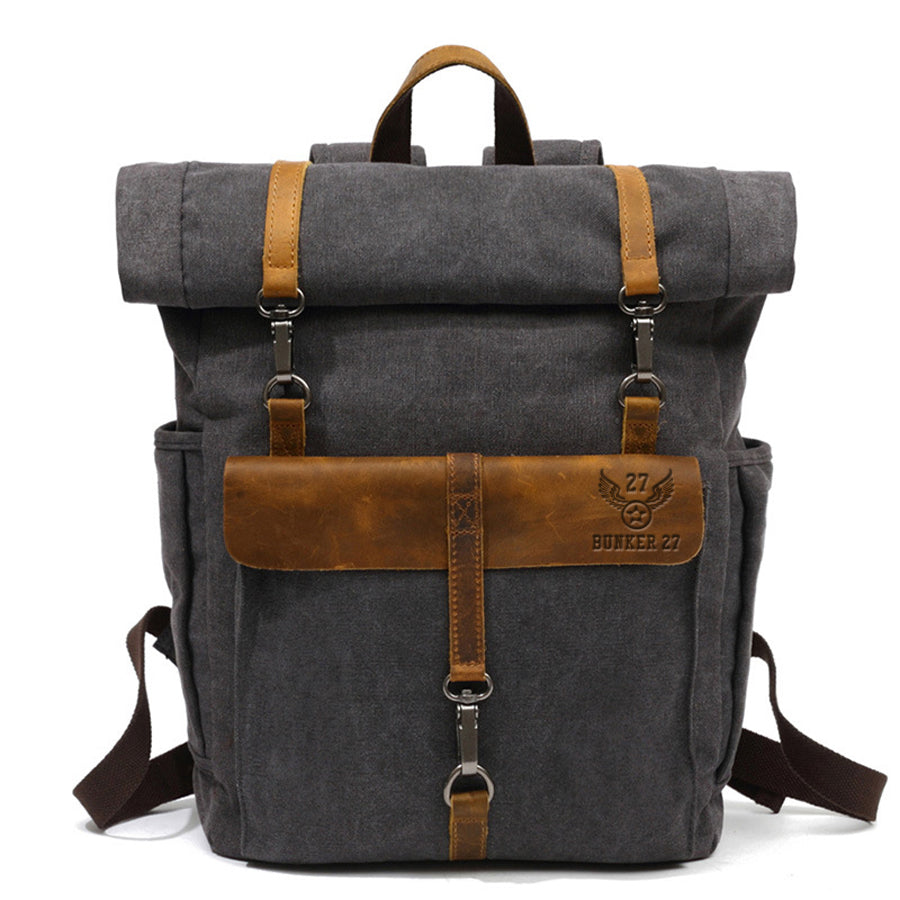 Canvas Vintage Distressed Leather Rucksack