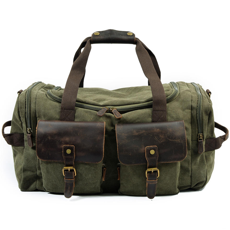 Vintage Canvas Leather Duffle Bag