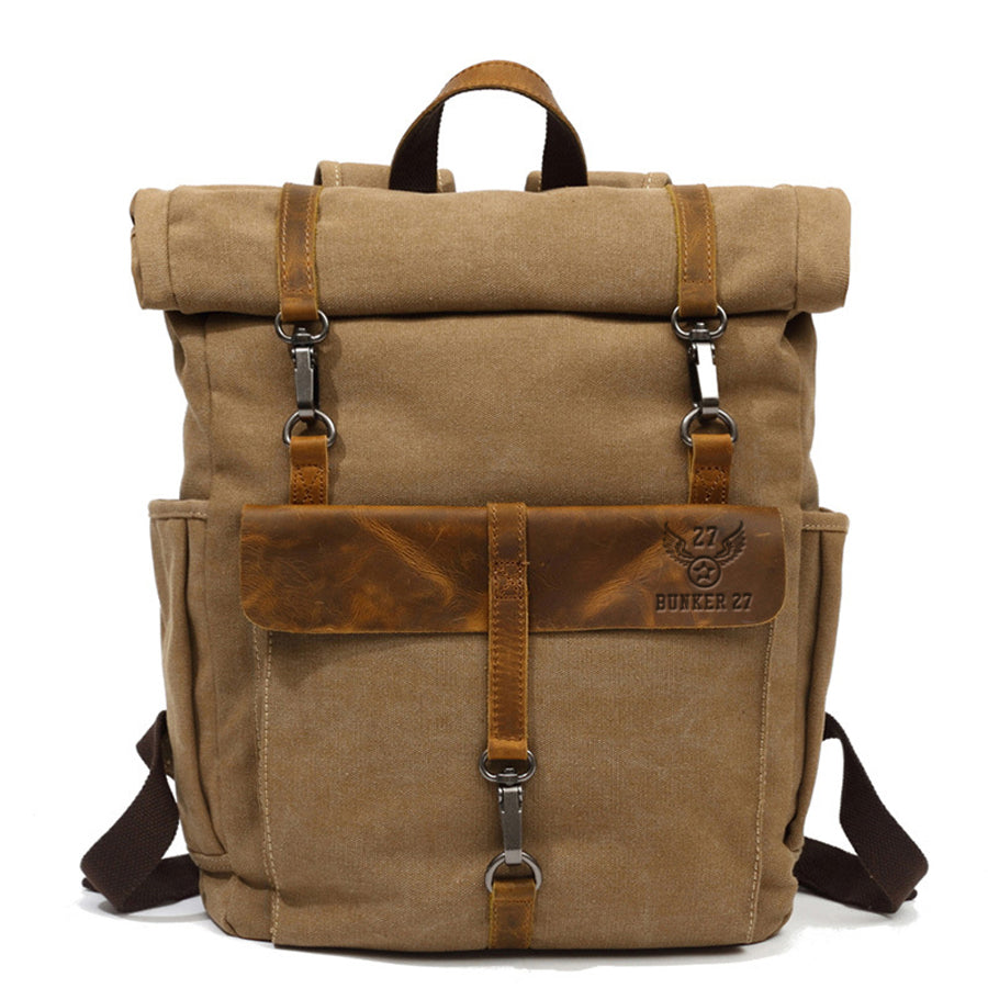 Canvas Vintage Distressed Leather Rucksack