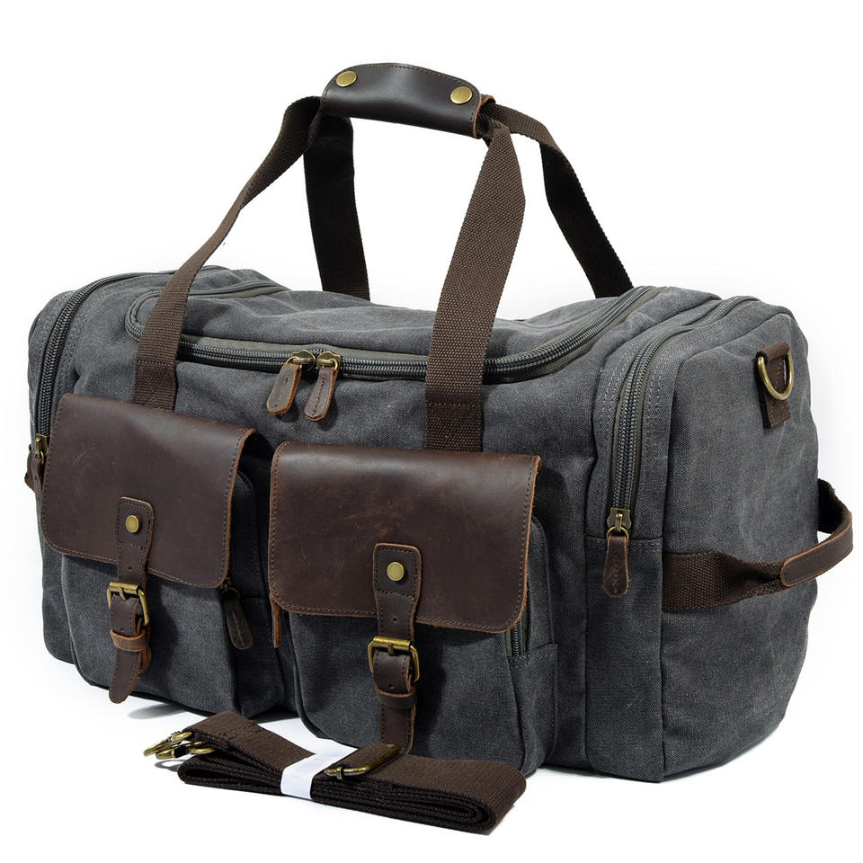 Vintage Canvas Leather Duffle Bag